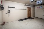 Single car garage with plenty of space for ski equipment